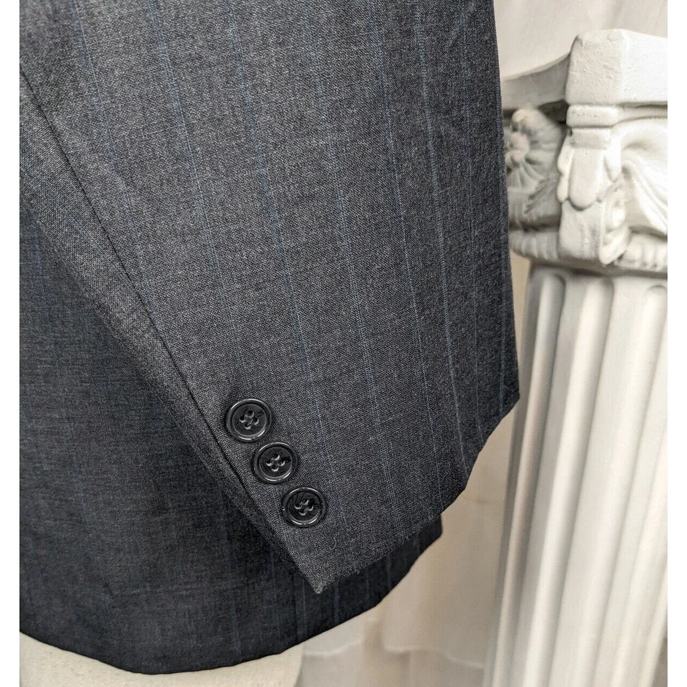 Gian Carlo Lamberti Made in Italy Vtg Gray Virgin Wool Suit Jacket Size 43